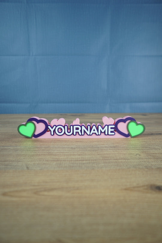Heartwarming Hearth custom 3D printed nameplate inspired by Palia with colorful heart design