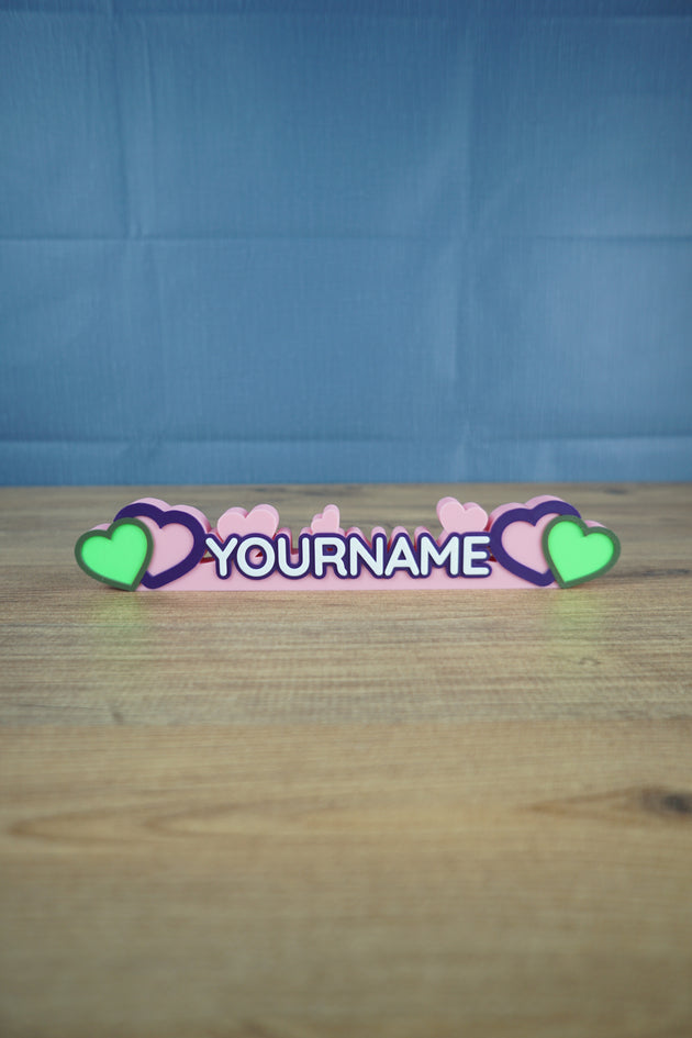 Heartwarming Hearth custom 3D printed nameplate inspired by Palia with colorful heart design