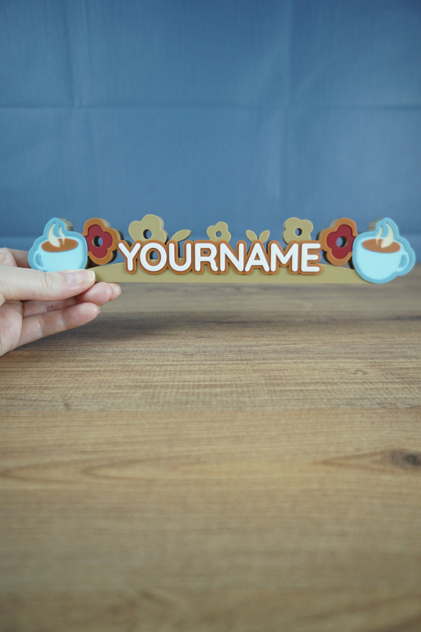 Custom housewarming nameplate 3D printed for cozy gamer setup and desk decor