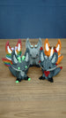Five Palia Kitsuu 3D printed figures in different variants displayed together on a wooden tabletop.