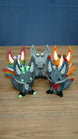 Five Palia Kitsuu 3D printed figures in different variants displayed together on a wooden tabletop.