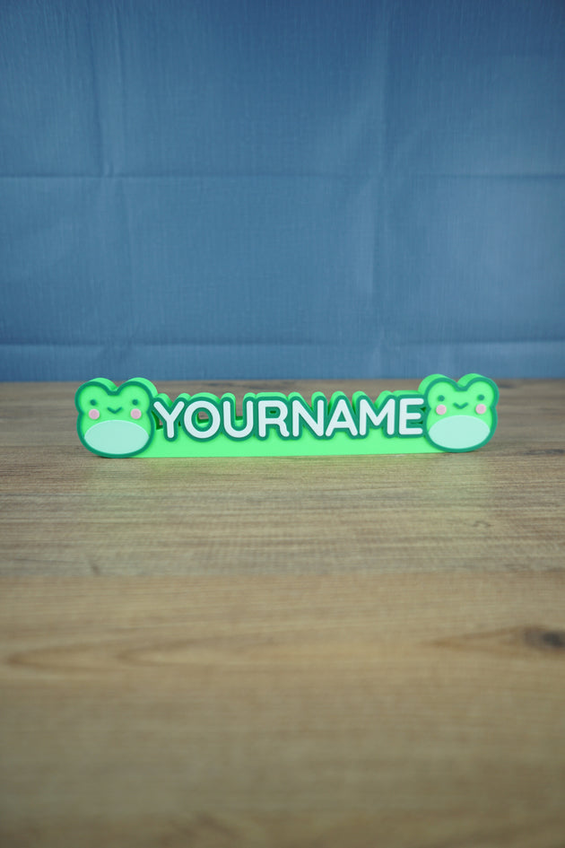 Lilypad Leaper custom 3D printed nameplate inspired by Palia with frog and lily pad design