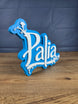 3D printed Palia logo close up detail