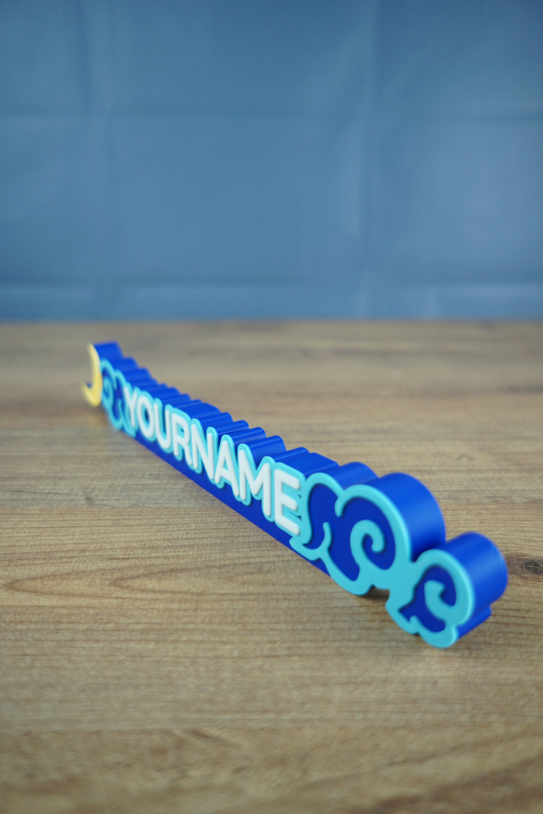 3D printed Maji Market nameplate with custom name design