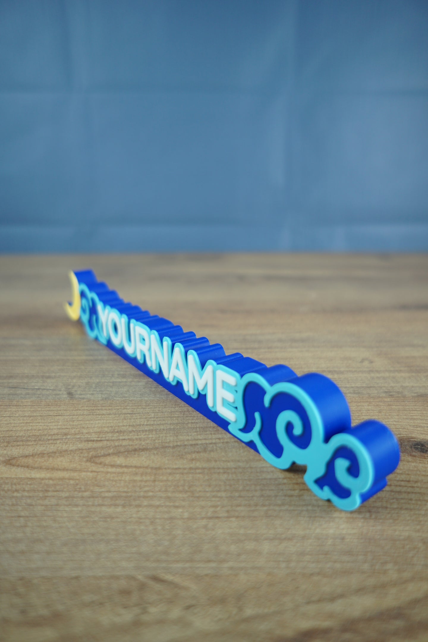3D printed Maji Market nameplate with custom name design