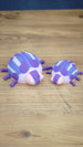Small and large Palia Princess Ladybug plush figures displayed together, showing the purple, pink, white and blue design in 8cm and 11cm sizes