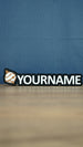 Front view of a white and bronze Palworld Sphere personalised nameplate on a black base, with bold YOURNAME lettering for gaming room display.