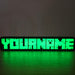 personalised minecraft led name light box green text