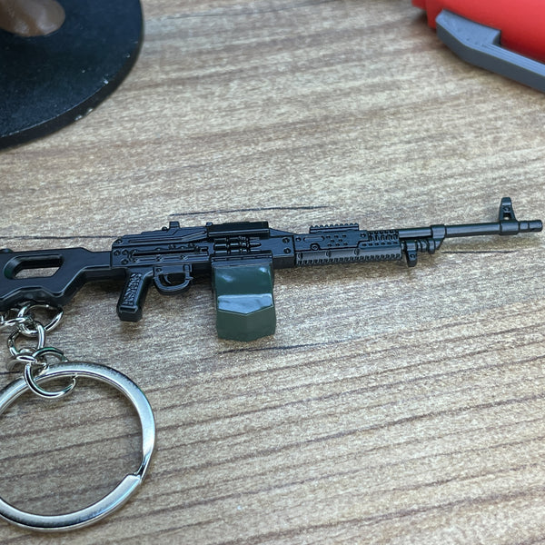 Metal PKM machine gun keychain accessory