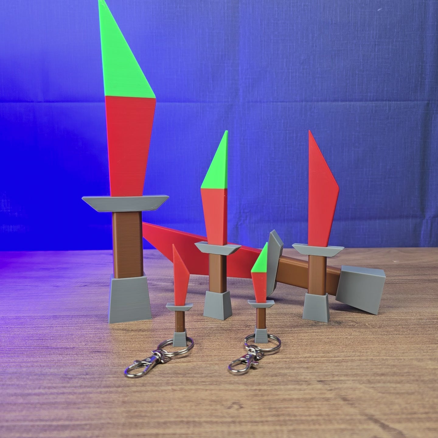 3D-printed RuneScape dragon dagger replica shown being held and rotated by hand, featuring a red blade and game-inspired fantasy design.