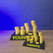 3D-printed Old School RuneScape max gold stack nameplate shown being held and displayed, with a gold coin stack design and personalised name option for OSRS fans.