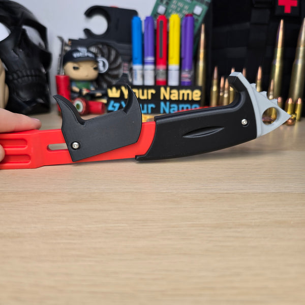 Side view of Red Rebel Ice Pick Replica – Tarkov Tactical Gear