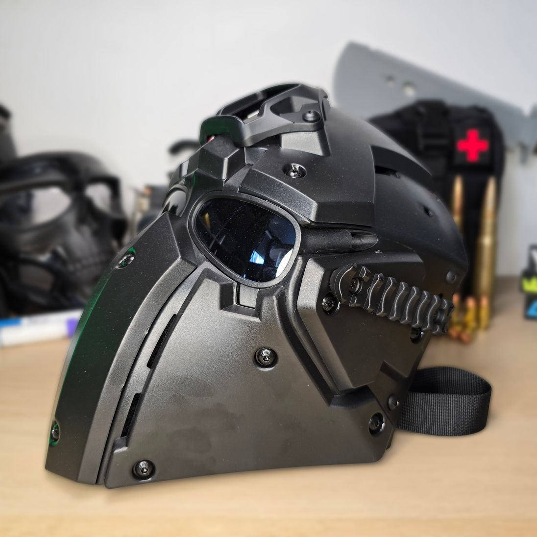 left Side View of Tarkov Ronin Ballistic Mask Replica

