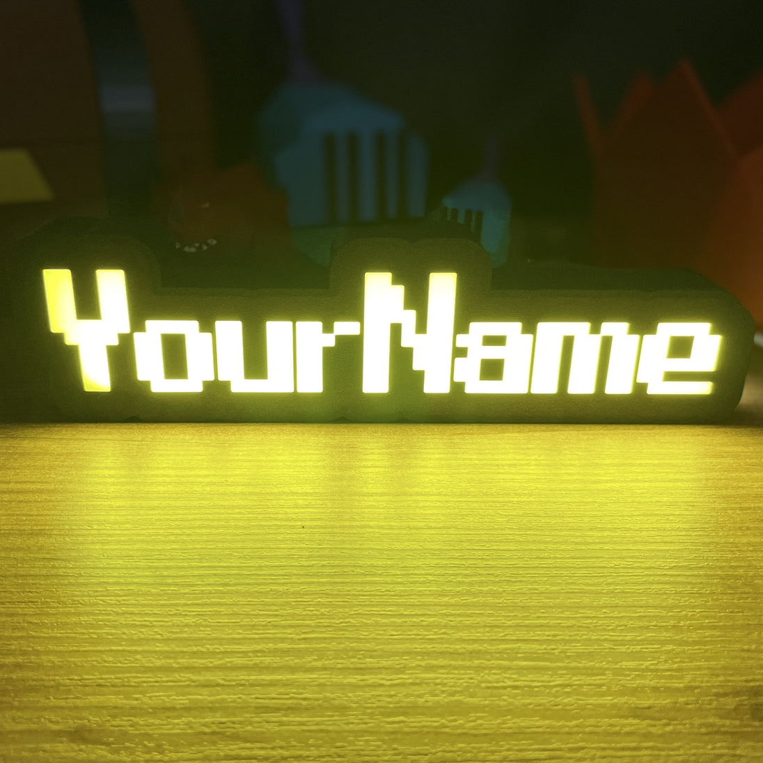  RuneScape Yellow on Black Nameplate Lit Up on Gaming Desk