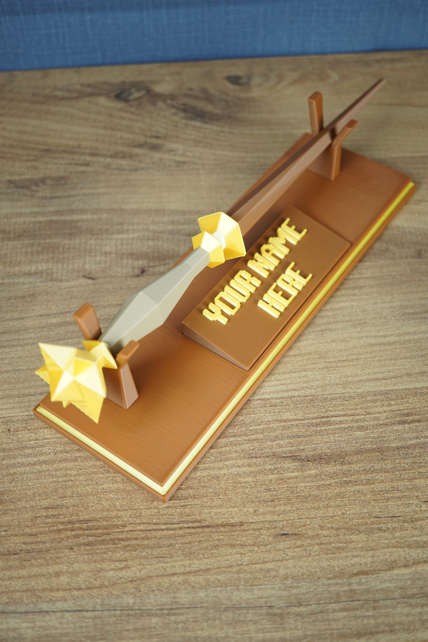 RuneScape Master Wand with custom nameplate 3D printed display