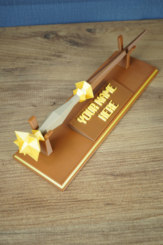 RuneScape Master Wand with custom nameplate 3D printed display