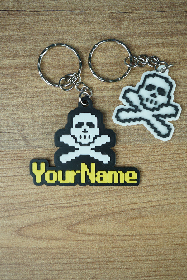 RuneScape PK Skull keyring with custom name 3D printed OSRS PvP accessory