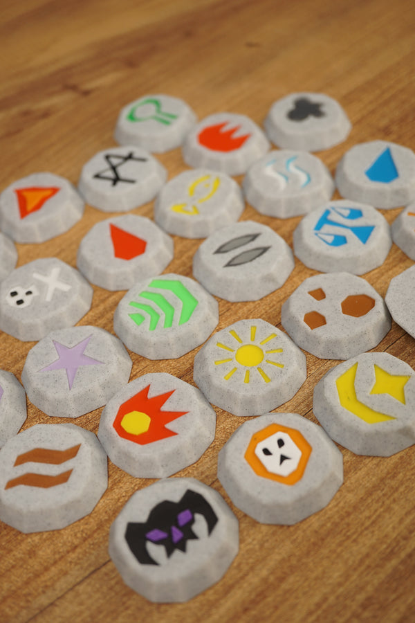 RuneScape runes collection all types 3D printed OSRS magic symbols