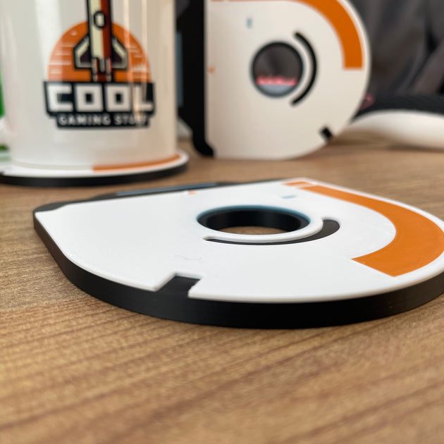 3D printed Subnautica jukebox disk coaster black orange white