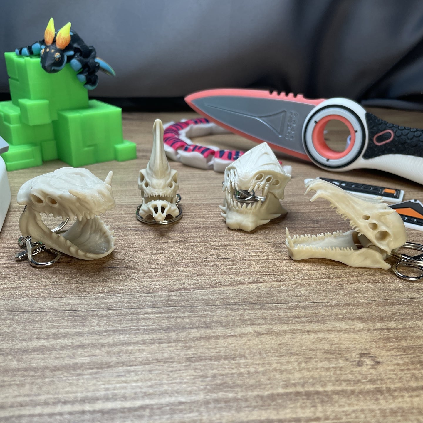 Subnautica Leviathan skull keyrings collection