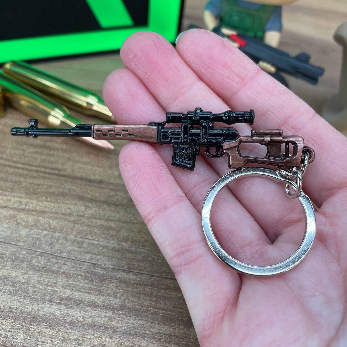 Detailed metal SVDS gun keychain collectible