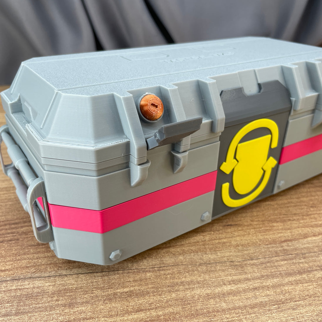 3d printed sci fi storage case double lock mechanism