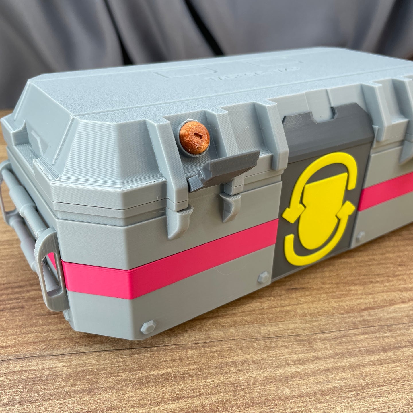 3d printed sci fi storage case double lock mechanism