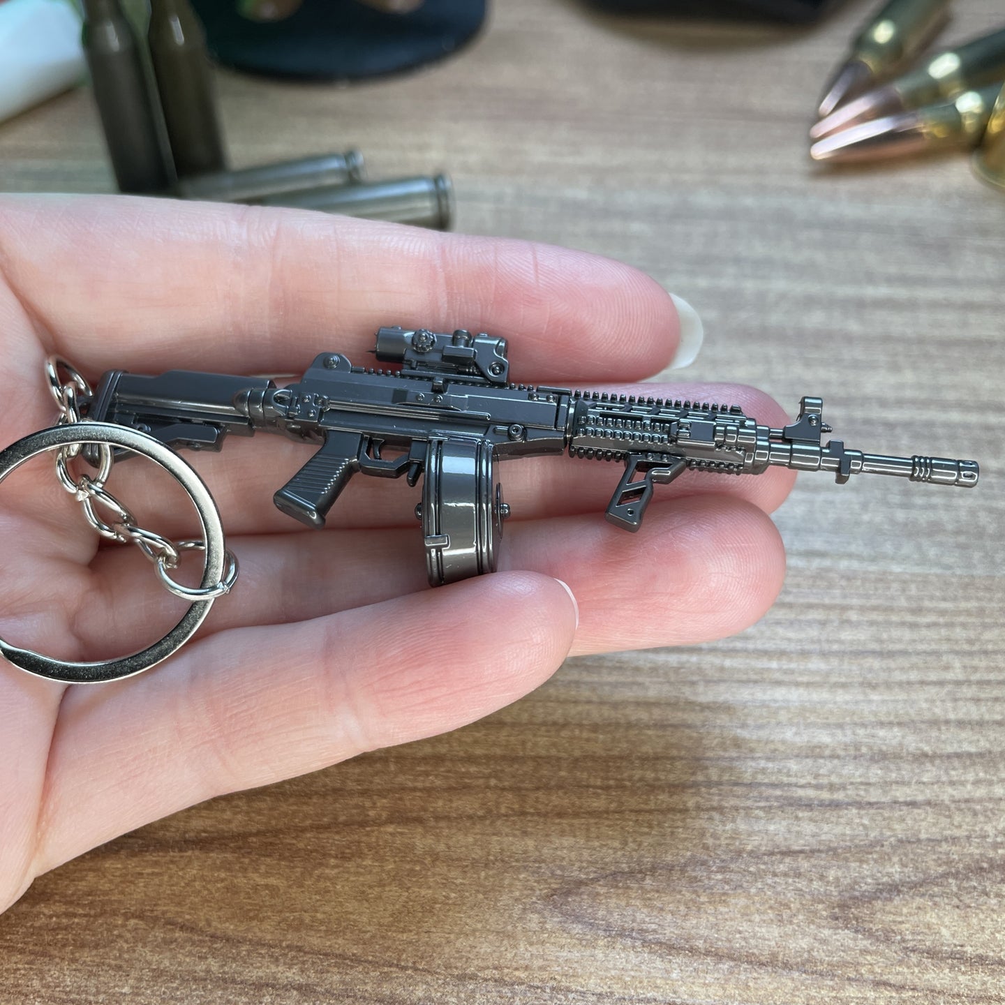 Detailed AK-12 miniature replica keychain