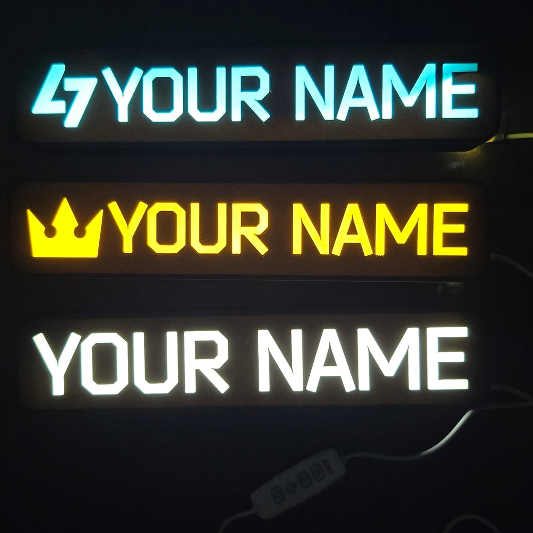 All 3 Tarkov Nameplate Styles – Personalised LED Gamer Plaques Glow