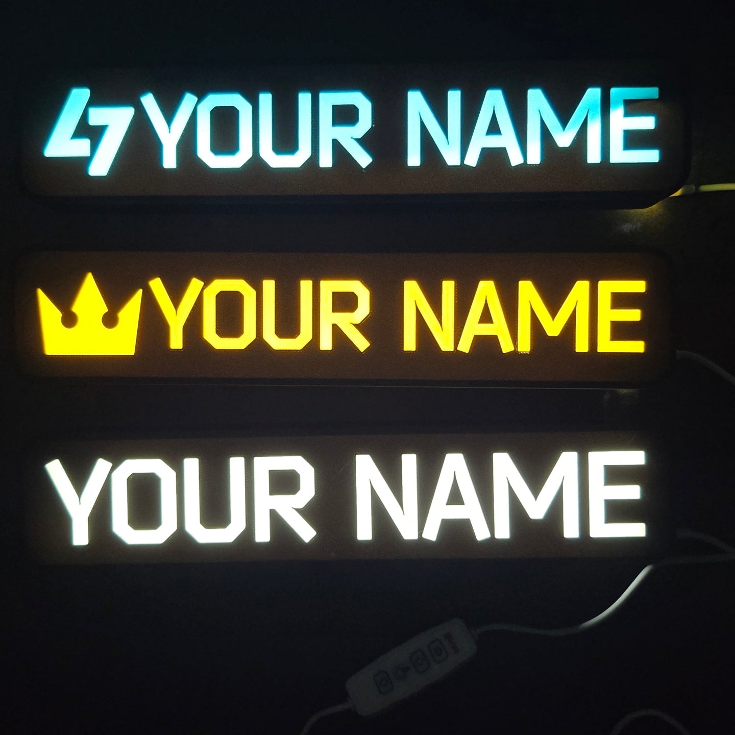 All 3 Tarkov Nameplate Styles – Personalised LED Gamer Plaques Glow