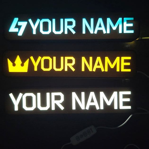 All 3 Tarkov Nameplate Styles – Personalised LED Gamer Plaques Glow