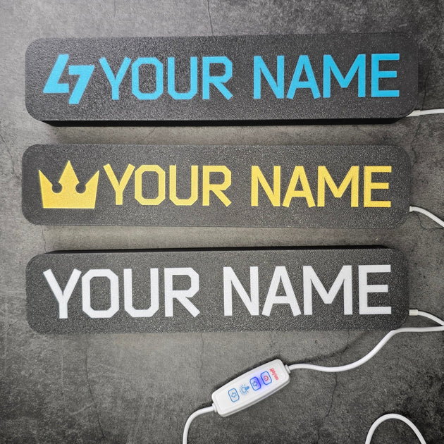All 3 Tarkov Nameplate Styles – Personalised LED Gamer Plaques