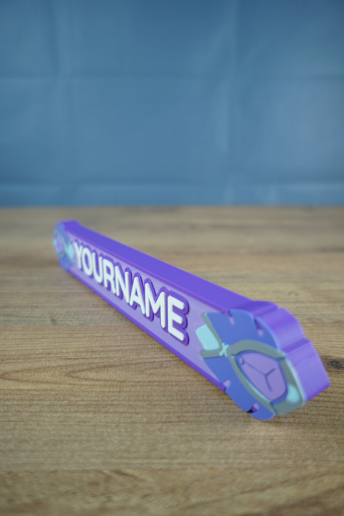 Palia inspired custom nameplate purple gaming desk decor